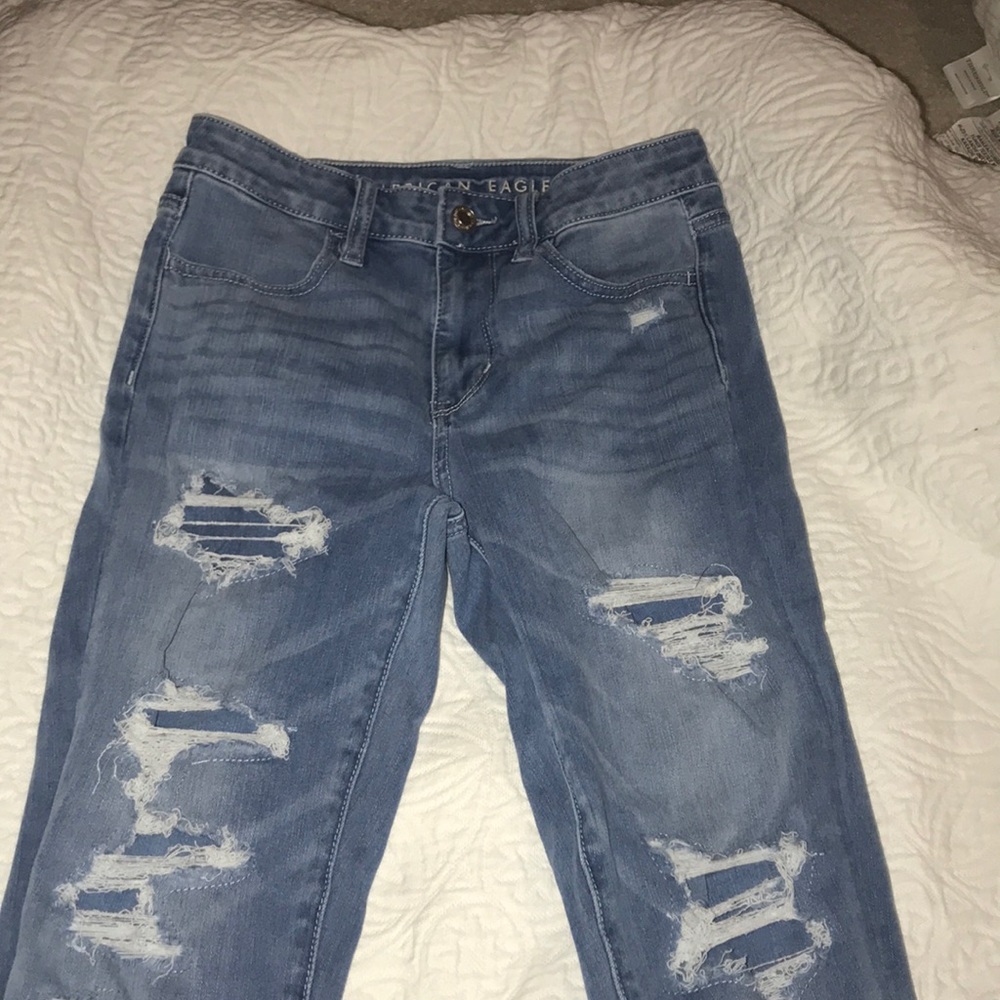 ae patched high waisted jeans